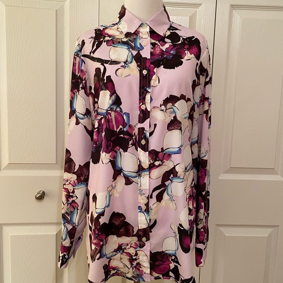 Banana Republic purple floral blouse size M - Picture 1 of 6